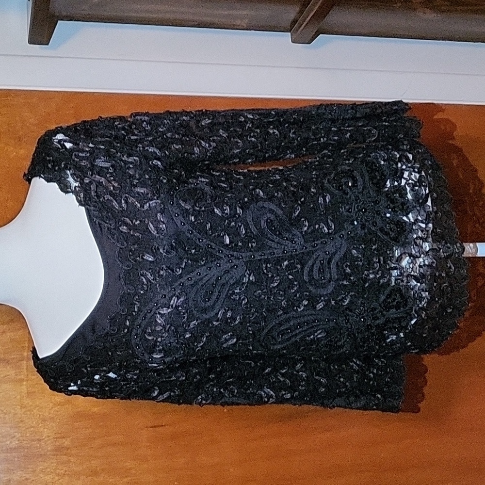 Vintage S.M. Collection Black Lace Floral Sexy Womens Size Medium Pre-Loved